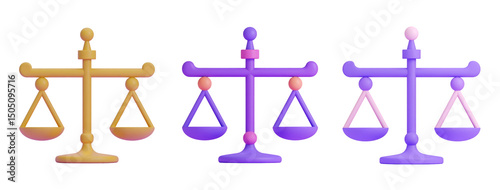 Set scales of justice on transparent background.