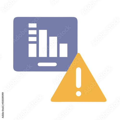 Warning Alert with Data Icon – Cybersecurity, Risk Notification, and Data Breach Symbol