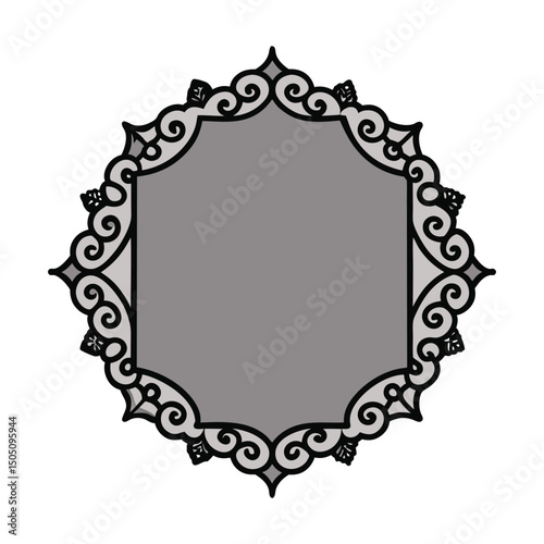 gothic style frame with intricate lace mascot logo vector illustration isolated on white background