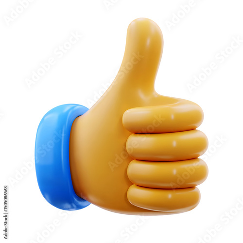 3d Like Thumb up Hand Gesture icon isolated on transparent background. 3d rendering Cartoon plastic style. PNG file, cut out
