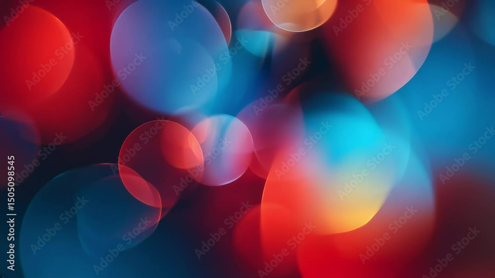 A dynamic 4K abstract video of overlapping red, blue, and yellow bokeh shapes drifting in soft focus—vibrant, hypnotic, and full of motion energy.