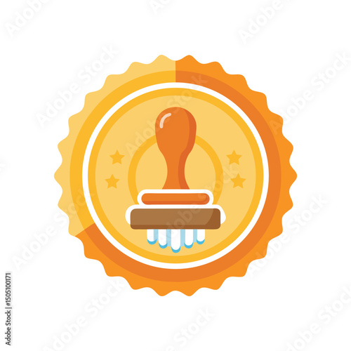 stamp with hand logo vector illustration isolated on white background
