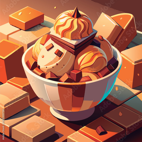 Delicious caramel ice cream dessert.