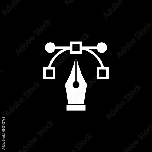 Fountain pen nib icon isolated on black background