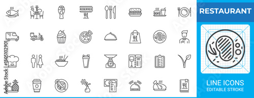 Restaurant line icon pack