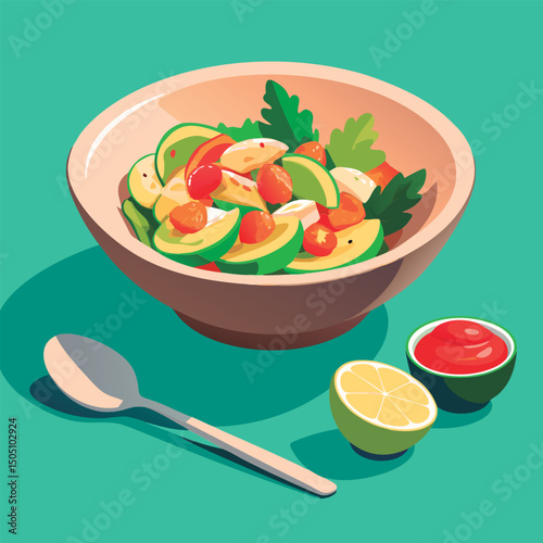 Delicious avocado salad with lime dressing.