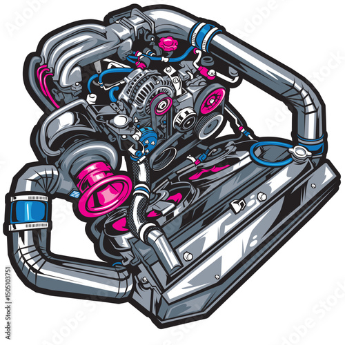 3d render of a car engine