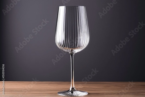 Elegant crystal wine glass with intricate cut patterns on wooden surface, illuminated by warm golden light for a sophisticated ambiance