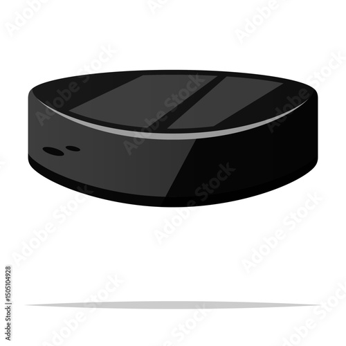 Black hockey puck vector isolated illustration