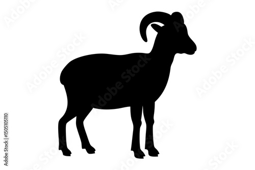 

Wild ram silhouette vector, cute sheep vector icon
