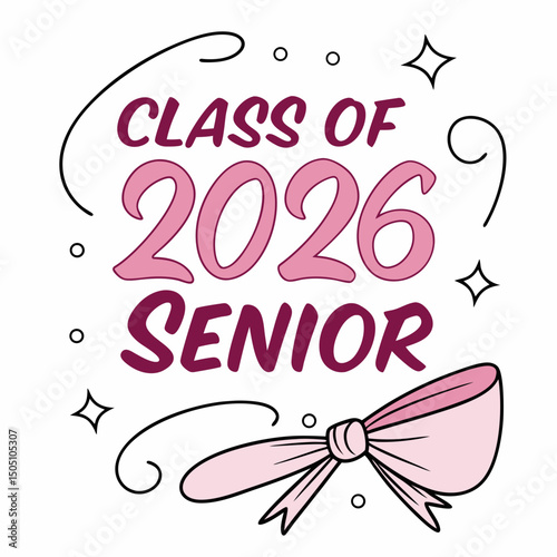 Pink Senior Class of 2026 phic Illustration