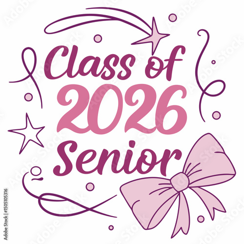 Pink Senior Class of 2026 phic Illustration