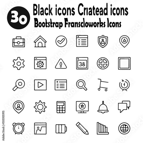 Bootstrap Framework Icons. Free Vector Line Style Icon Set. Free Line Style Vector Library.  Vector illustration  