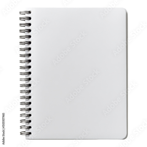 A blank spiral-bound notebook with a white cover.