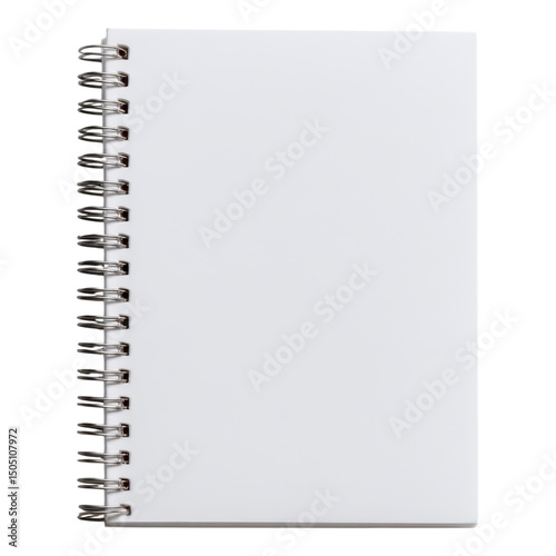 A blank spiral-bound notebook with white pages.