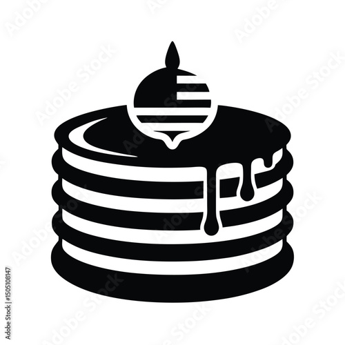 Pancakes with Syrup Black and White Icon