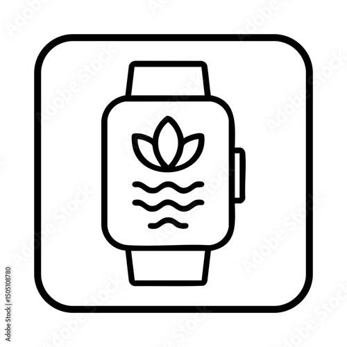 Smartwatch Icon with Wellness and Breathing Symbol