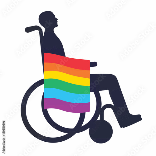 Wheelchair proudly displaying rainbow flag, symbolizing inclusivity