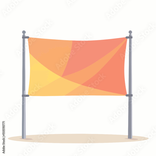 Vibrant geometric banner displayed outdoors, modern design concept