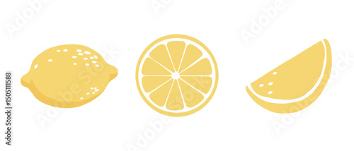 Minimalist lemon illustrations for fresh citrus design. Lemon is ideal for healthy food and summer projects
