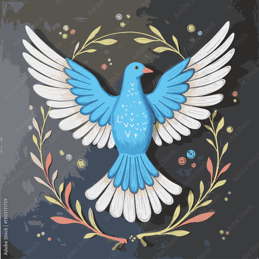 Obraz premium Colorful dove illustration symbolizing freedom on textured background