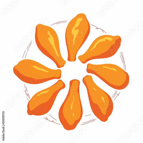 Tidy arrangement of grilled chicken wings on white background, minimalism