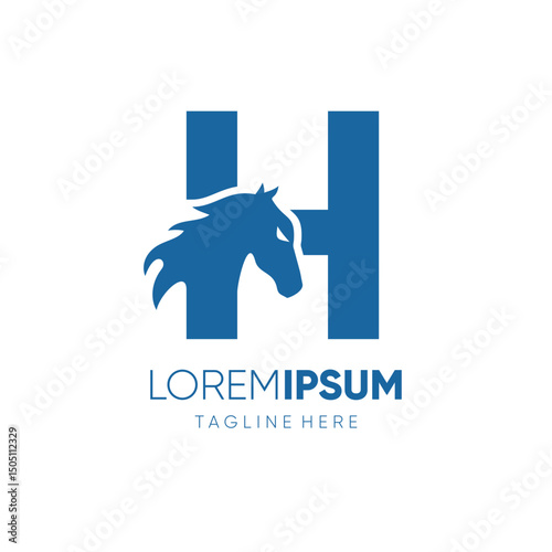 Letter H Initial Horse Logo Design Vector Icon Graphic Emblem Symbol Image Illustration 