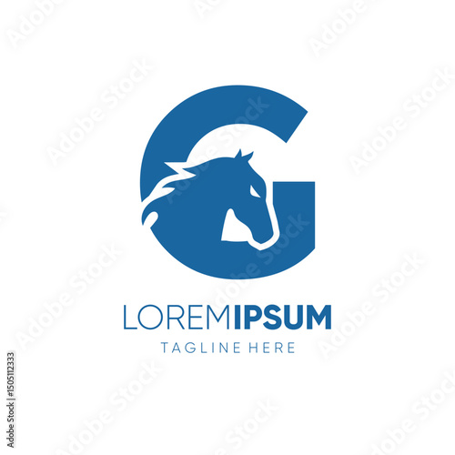 Letter G Initial Horse Logo Design Vector Icon Graphic Emblem Symbol Image Illustration 