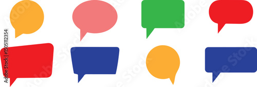Set of speech bubbles. communication concept, Speak bubble text, vector set of flat message bubbles show chat bubble or dialog boxes on white background.