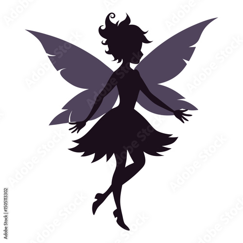 Silhouette of a Fairy: A whimsical silhouette of a fairy with delicate wings and flowing dress, perfect for fantasy-themed designs. 
