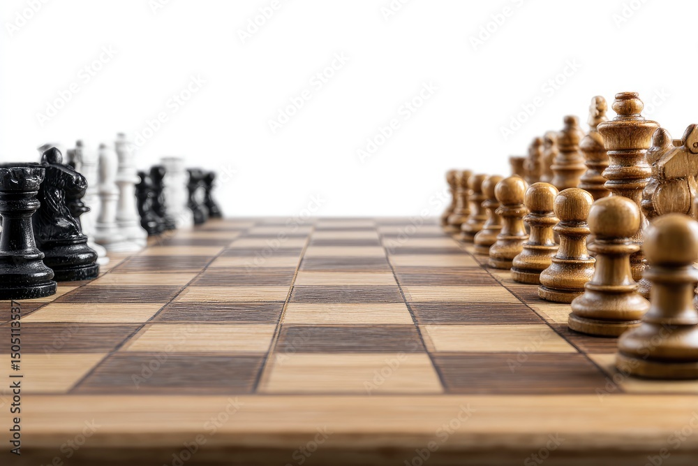 A chess board with white and black pieces on the table, a stock photo with a simple composition, a feminine color palette, a front view, A chess board with white and black pieces on the table, a stock photo with a simple composition, a feminine color palette, a front view,