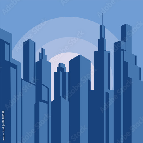 cityscape at sunrise morning landscaped vector illustration graphic design . city building view for real estate business agent banner promotion
