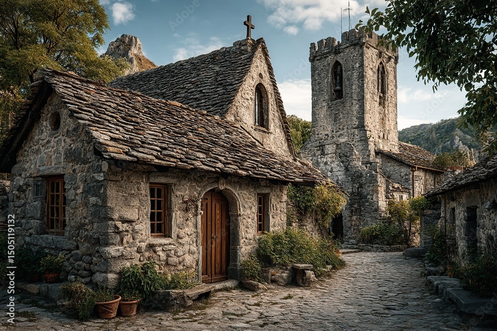 Fototapeta premium Mountain Village Church.