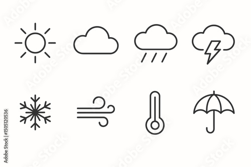 Weather Forecast Line Icon Set Collection