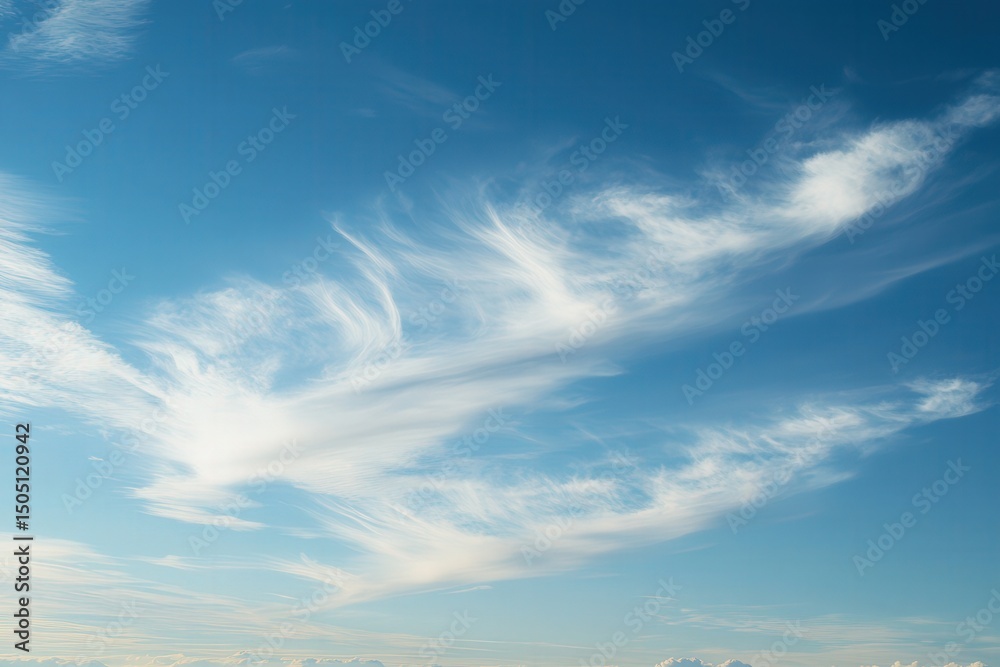 Fototapeta premium Blue sky with feathery white clouds in the daytime