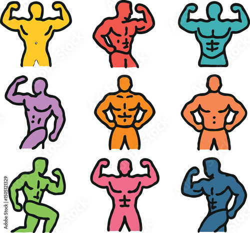 set of funny cartoon superhero vector