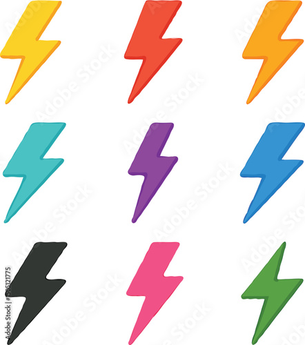 Colorful lightning bolts vectors