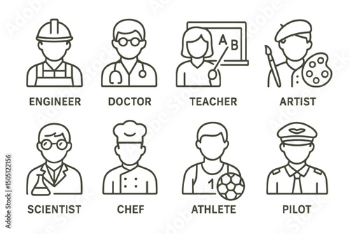 Career and Profession Line Icons Collection
