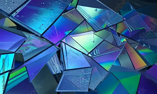 Angled shards reflect iridescence