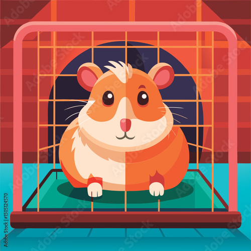 Cute hamster in its cage.