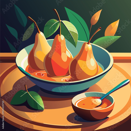 Vibrant pears in a bowl. a feast for the eyes.