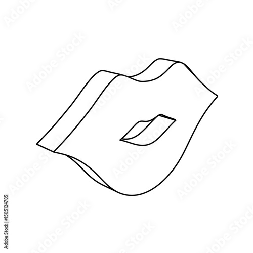 The outline of a large lips symbol is made with black lines. 3D view of the object in perspective. Vector illustration on white background