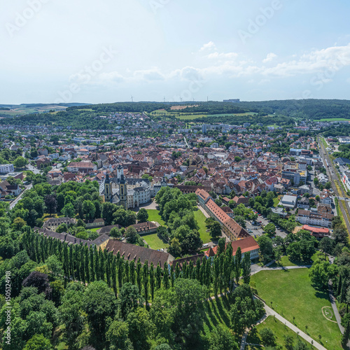 Die Kurstadt Bad Mergentheim im Lieblichen Taubertal aus der Vogelperspektive