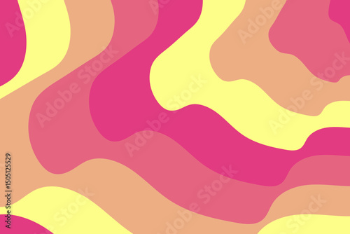 Abstract image features curved shapes in pink yellow and peach colors