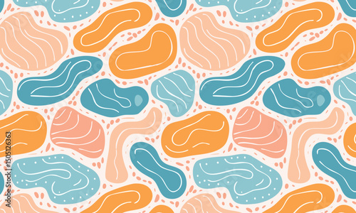 Abstract Liquid Shapes and Wavy Lines Pattern - Aquatic Organic Design