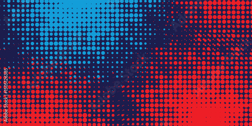 Abstract blue and red dynamic wavy line dotted texture ,Dark blue background with copy space. Modern futuristic simple dots pattern. vector eps10