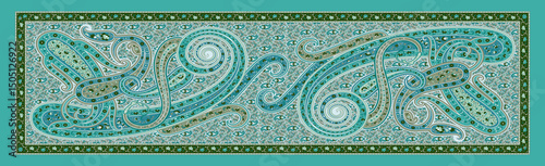 Luxury Digital Silk Scarf Design – Seamless Floral and Paisley Art