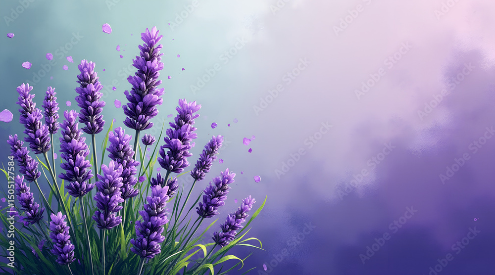 Fototapeta premium lavender splash background in energetic purple and soft green, artistic and vibrant, with copy space* 