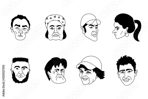 Eight unique character portraits showcasing diversity and personality