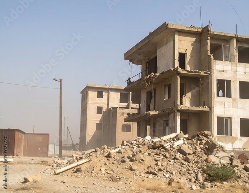 Buildings collapsed in war.After effect of war
